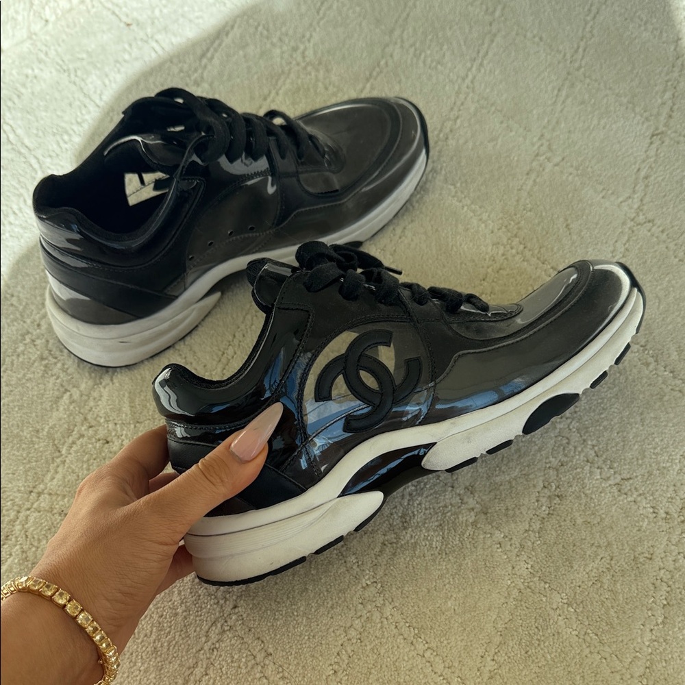 CHANEL Black and White Sneakers